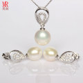 Drop Pearl Pendant Earrings Silver Sets